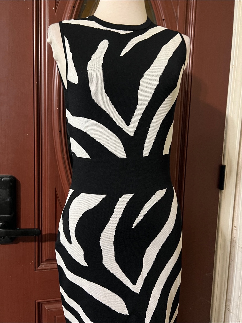 New York & Company Black and White Zebra Print Sheath Dress - Picture 4 of 6